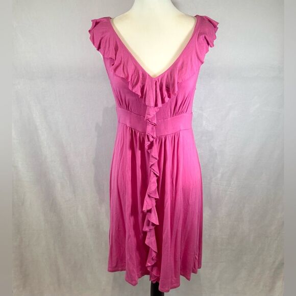 INC pink ruffle jersey knit dress size medium - Picture 1 of 6